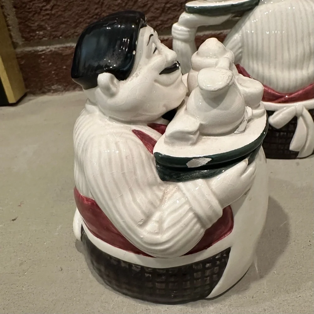 VTG Dept 56 Coffee Break LOT Italian Waiter Sugar Bowl, Creamer & Salt Shaker